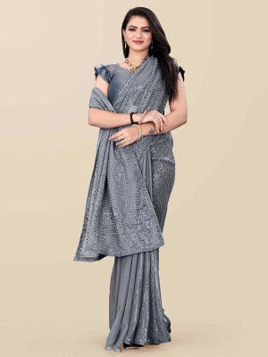 Clemira Embellished Bollywood Georgette Saree(Grey)