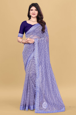 Julee Embellished Bollywood Lycra Blend Saree(Dark Blue)