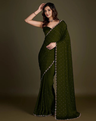 Anjani Textile Embellished Bollywood Tussar Silk Saree(Light Green)