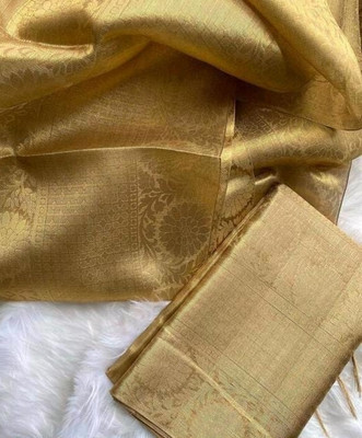 HR TEX Woven, Solid/Plain Banarasi Tissue Saree(Gold)