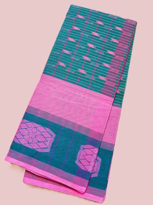 Maasaree Printed Tant Pure Cotton Saree(Pink)