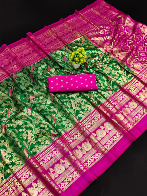 Kanooda Prints Printed Mysore Art Silk Saree(Multicolor)