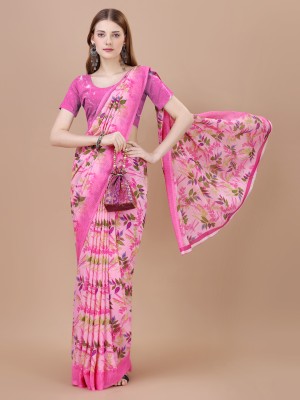 Fashion Ritmo Floral Print, Printed Daily Wear Georgette Saree(Pink)