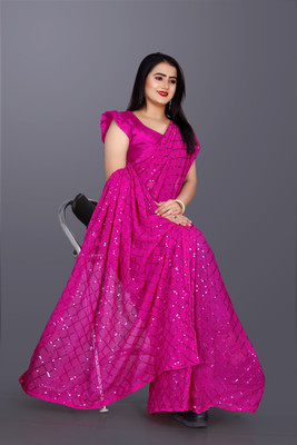 DDRS Fashion Embroidered Bollywood Georgette Saree(Purple)