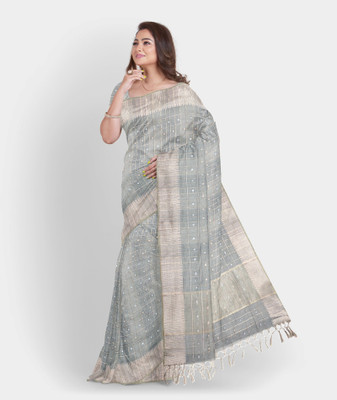 The FabLab Woven Bollywood Cotton Linen Saree(Light Green)