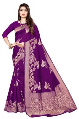 Dada Creation Woven Kanjivaram Jacquard, Pure Silk Saree(Purple)