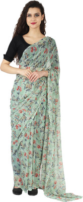 paras designer Printed Daily Wear Chiffon Saree(Green)