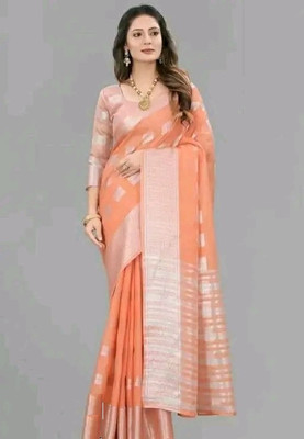 Jbk enterprise Self Design Banarasi Pure Silk Saree(Orange)