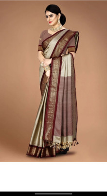 Mortal Textile Animal Print Assam Silk Cotton Silk Saree(Dark Blue)