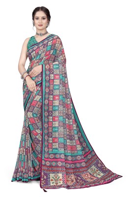 mahalaxmi fab Printed Bollywood Georgette Saree(Red, Beige)