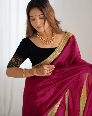 Tasrika Embellished, Embroidered Bollywood Net Saree(Pink)