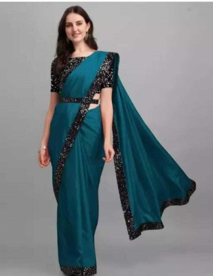 NAITRI CREATION Embellished Bollywood Lycra Blend Saree(Light Blue)