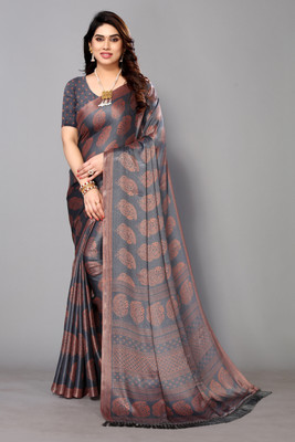 FABMORA Printed, Blocked Printed Daily Wear Chiffon, Georgette Saree(Grey)