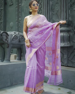 Julee Woven Chanderi Chanderi Saree(Purple)