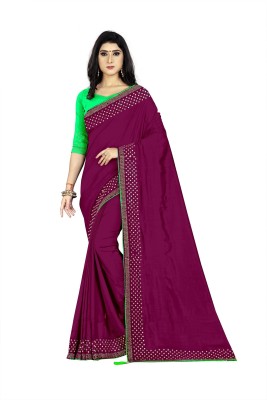 Hinayat Fashion Embellished Bollywood Satin Saree(Maroon)