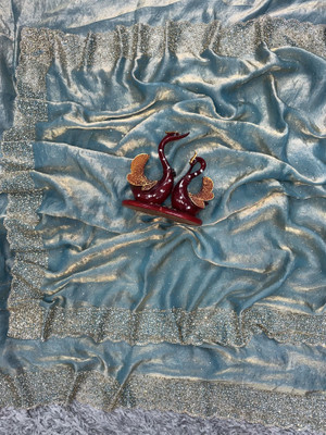 Starly Self Design Handloom Satin, Silk Blend Saree(Light Blue)
