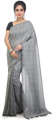 Joyguru Textile Self Design Handloom Cotton Blend Saree(Grey)