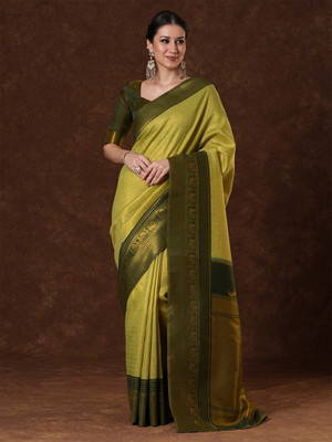 Tasrika Woven Kanjivaram Silk Blend Saree(Light Green)