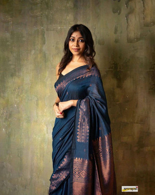 GATISHVAM TEXTILE Self Design Banarasi Art Silk Saree(Blue)