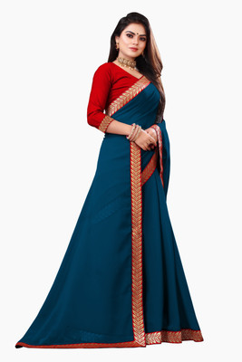 Jevlan Self Design Bollywood Georgette Saree(Dark Blue)