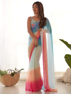 Tasrika Embellished Bollywood Georgette Saree(Light Blue)