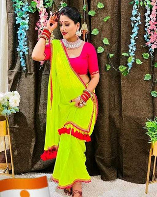 Ellesti fab Self Design Bollywood Georgette Saree(Multicolor)