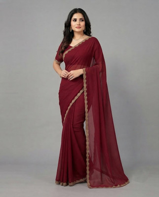KV Fashion Embellished Bollywood Silk Blend Saree(Maroon)
