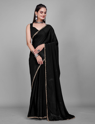 MAANVIT Woven Kanjivaram Jimmy choo, Pure Silk Saree(Black)