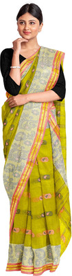 dreamy textiles hub Woven Tant Pure Cotton Saree(Light Green)