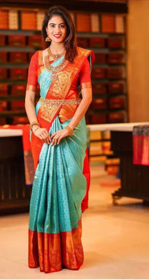 Satigya Solid/Plain, Self Design Kanjivaram Cotton Silk, Jacquard Saree(Cream)