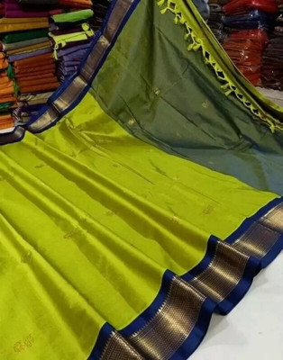 Suwarna Ent Woven Paithani Cotton Silk Saree(Light Green)