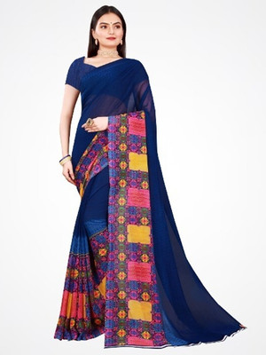 Suali Printed Daily Wear Georgette Saree(Blue)