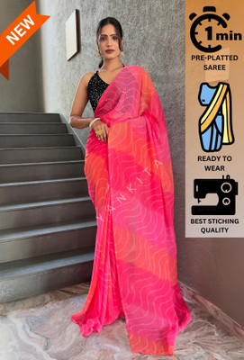 YANKITA Embellished Daily Wear Georgette Saree(Pink)