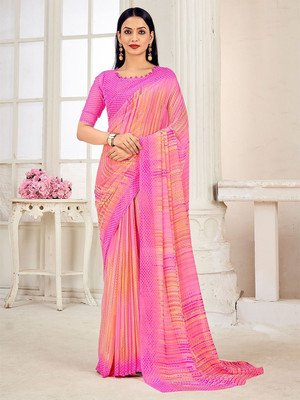 Anouk Rustic Printed Daily Wear Georgette Saree(Pink)