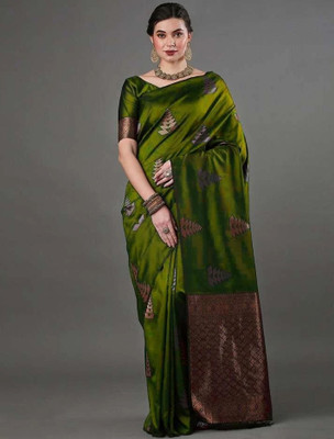 BALAR CREATION Embellished Banarasi Art Silk Saree(Dark Green)
