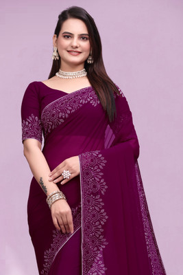 SHELDROM MART Embellished Bollywood Georgette Saree(Maroon)