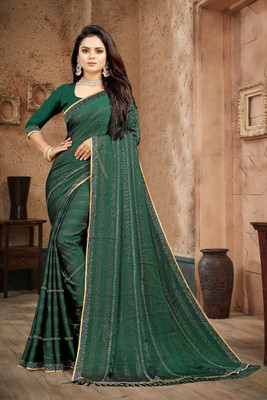 Designersaree Self Design Bollywood Georgette Saree(Green)