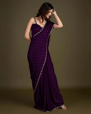 Anjani Textile Embellished Bollywood Tussar Silk Saree(Purple)