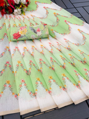 HouseOfCommon Printed Bollywood Chiffon Saree(Multicolor)