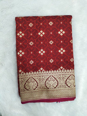 AZHAR SAREE PARADISE Woven Banarasi Cotton Silk Saree(Maroon, Gold)