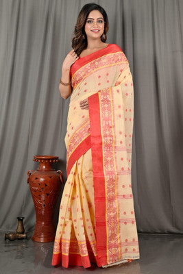 CommonofHouse Self Design Tant Pure Cotton Saree(Multicolor)