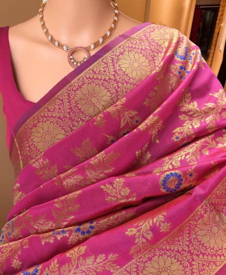 MAHOTSAVA Woven Banarasi Jacquard Saree(Pink)