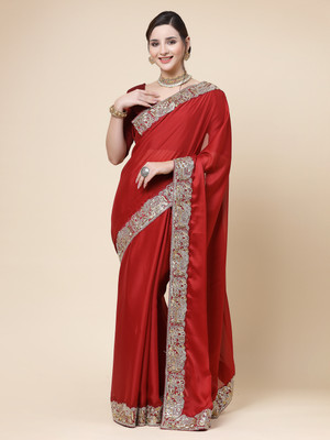 Divastri Embroidered Bollywood Georgette Saree(Red)