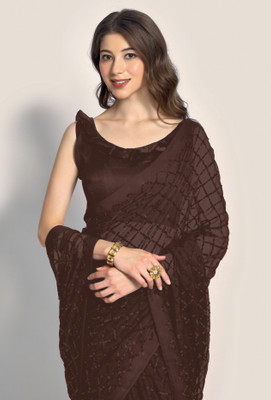 Divastri Self Design Bollywood Georgette Saree(Brown)