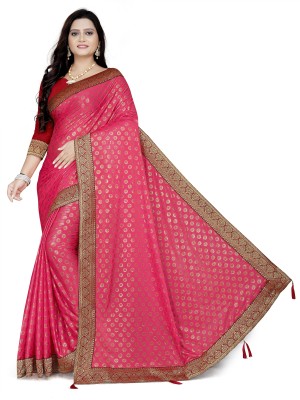 VIVIATRENDZ Printed Bollywood Lycra Blend Saree(Pink)