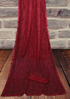 NORAFLEX Embroidered Bollywood Net Saree(Maroon)