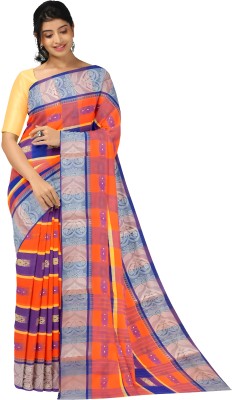 Radharani Saree House Woven Tant Pure Cotton Saree(Orange)