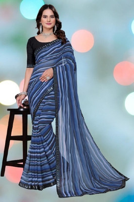 NESHVI ENTERPRISE Digital Print Bollywood Georgette Saree(Blue)