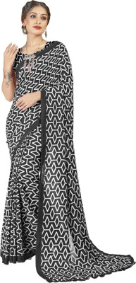 Moda Rapido Geometric Print Daily Wear Georgette Saree(Black)