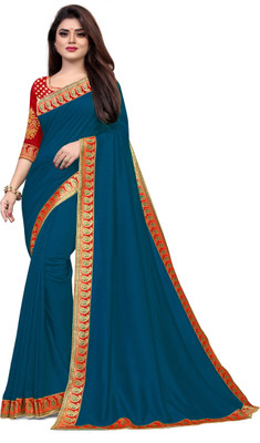 SAMRUDDHI TRENDZ Solid/Plain Bollywood Art Silk Saree(Green, Blue)